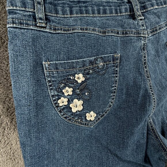 COS Jeans Denim Women Blue Size 16 Ramie Blend Floral Capri Crop ACTL 35x19.5 - Picture 14 of 15